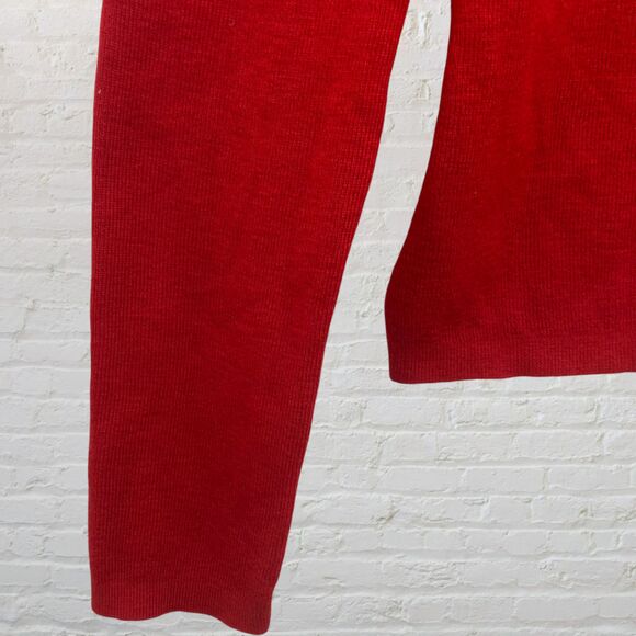 🔥 Merino Wool Henley Sweater M Button Front Red Ribbed Knit Luxury - Picture 11 of 15